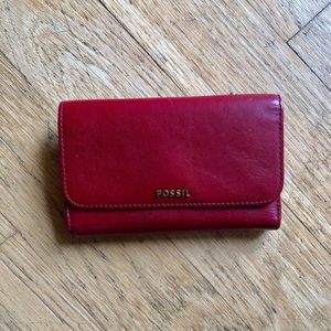 Red Leather Fossil Wallet